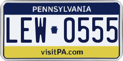 PA license plate LEW0555