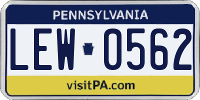 PA license plate LEW0562