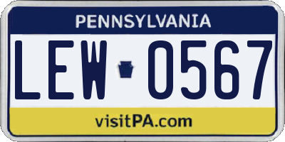 PA license plate LEW0567