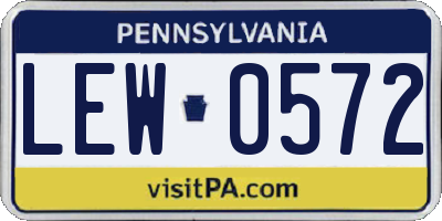 PA license plate LEW0572