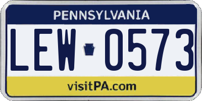 PA license plate LEW0573