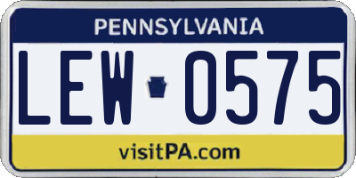 PA license plate LEW0575