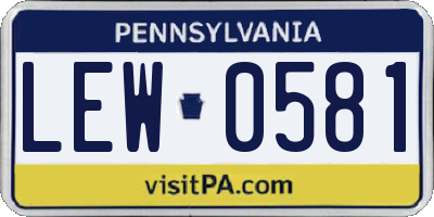 PA license plate LEW0581