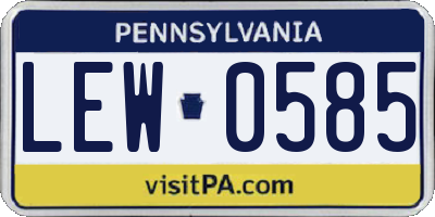 PA license plate LEW0585
