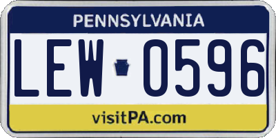 PA license plate LEW0596