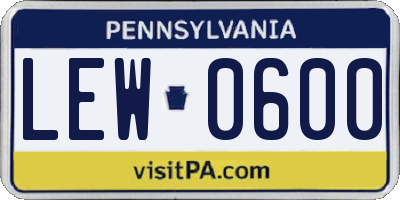 PA license plate LEW0600