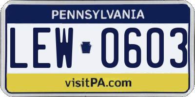PA license plate LEW0603