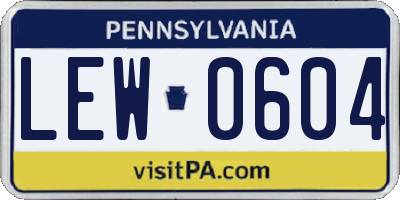 PA license plate LEW0604