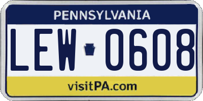 PA license plate LEW0608