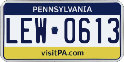 PA license plate LEW0613