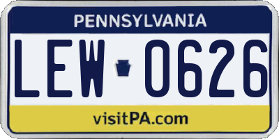 PA license plate LEW0626