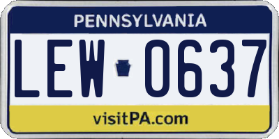 PA license plate LEW0637