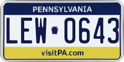 PA license plate LEW0643