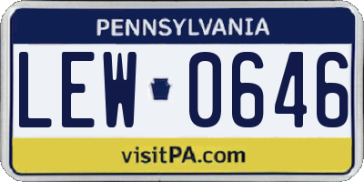 PA license plate LEW0646