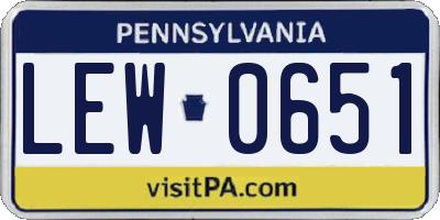 PA license plate LEW0651