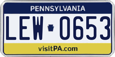 PA license plate LEW0653