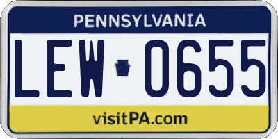 PA license plate LEW0655