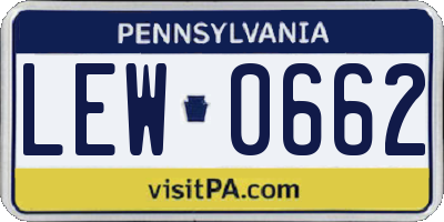 PA license plate LEW0662