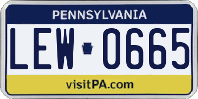 PA license plate LEW0665