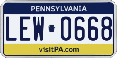 PA license plate LEW0668