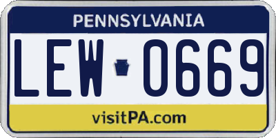 PA license plate LEW0669