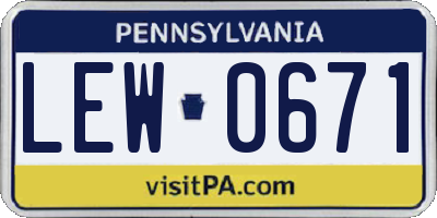 PA license plate LEW0671