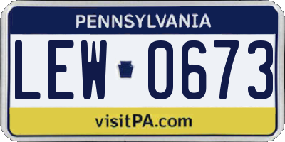 PA license plate LEW0673
