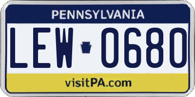 PA license plate LEW0680