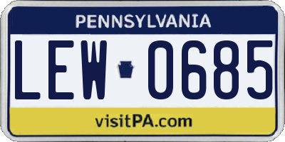 PA license plate LEW0685