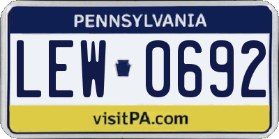PA license plate LEW0692