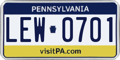 PA license plate LEW0701