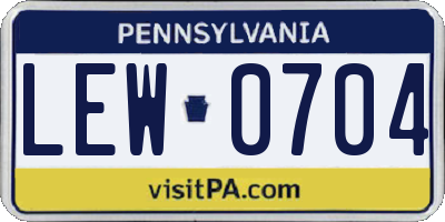 PA license plate LEW0704
