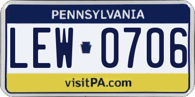 PA license plate LEW0706