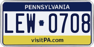 PA license plate LEW0708