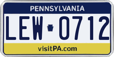 PA license plate LEW0712