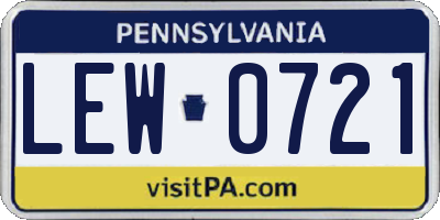 PA license plate LEW0721