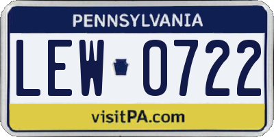 PA license plate LEW0722