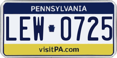 PA license plate LEW0725