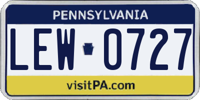 PA license plate LEW0727