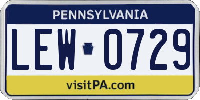 PA license plate LEW0729