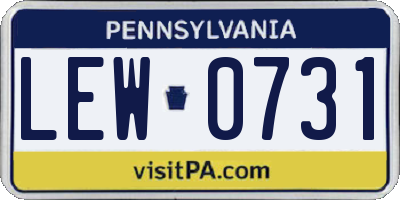 PA license plate LEW0731