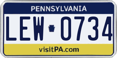 PA license plate LEW0734
