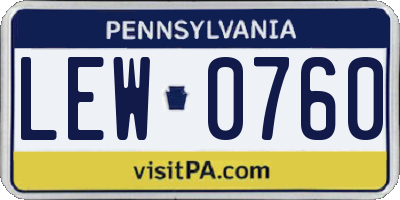 PA license plate LEW0760