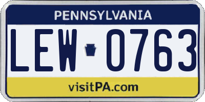 PA license plate LEW0763