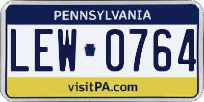 PA license plate LEW0764