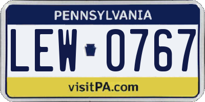PA license plate LEW0767