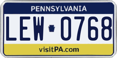 PA license plate LEW0768