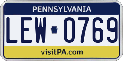 PA license plate LEW0769