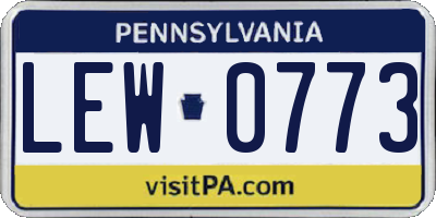 PA license plate LEW0773