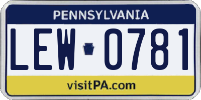 PA license plate LEW0781